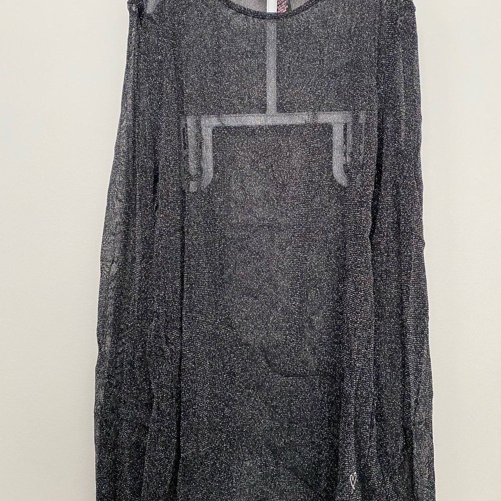 Victoria's Secret New Black & Silver Transperant Stretchy Shimmer Top XS/S - Picture 8 of 9